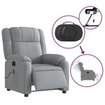 vidaXL Fauteuil de massage inclinable électrique gris clair tissu