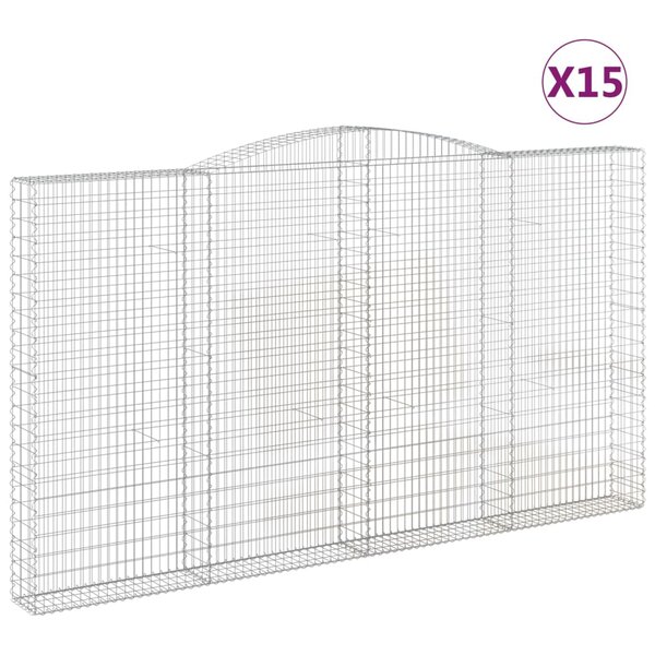 vidaXL Paniers à gabions arqués 15 Pièces 400x30x220/240 cm Fer galvanisé