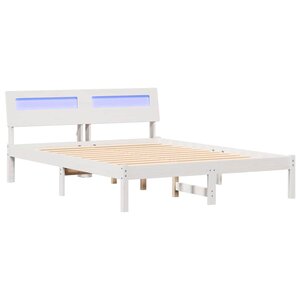 vidaXL Cadre de lit avec tête de lit Blanc 135 x 190 cm Pin massif
