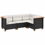 vidaXL Salon de jardin 4 Pièces avec coussins noir résine tressée