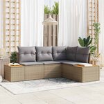 vidaXL Ensemble de canapé de jardin 4 Pièces Beige Poly rotin