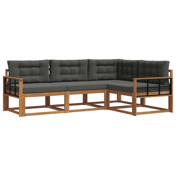 vidaXL Ensemble de canapés d'extérieur 4 Pièces Naturel et Anthracite