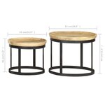 vidaXL Tables d'appoint rondes 2 Pièces Bois de manguier solide et acier