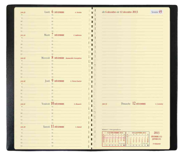 Agenda italnote spirale couv plast grainée noir 8 8 x 17 cm quovadis