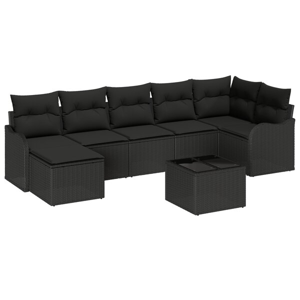 Ensemble de canapés de jardin 8 pièces avec coussins en poly rotin beige