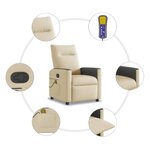 vidaXL Fauteuil de massage inclinable Crème Tissu