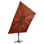 vidaXL Parasol déporté avec mât et lumières LED Terre cuite 300 cm