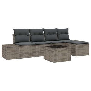 vidaXL Ensemble de canapé de jardin avec coussin 6 Pièces Gris polyrotin