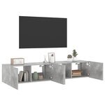 vidaXL Meubles TV muraux et lumières LED 2Pièces gris béton 80x35x31 cm