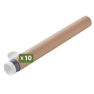 Pack and Move - Lot 10 tubes pour expédition et emballage - 10x100cm - Pour affiche et poster - Avec capuchon