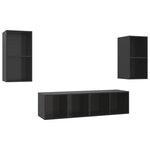 vidaXL Meubles TV muraux 4 Pièces Noir brillant Bois d'ingénierie