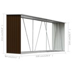 vidaXL Abri de stockage de bois Acier galvanisé 330x84x152 cm Marron