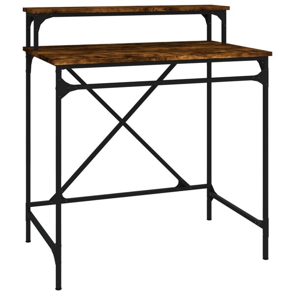 vidaXL Bureau chêne fumé 80x50x90 cm bois d'ingénierie et fer
