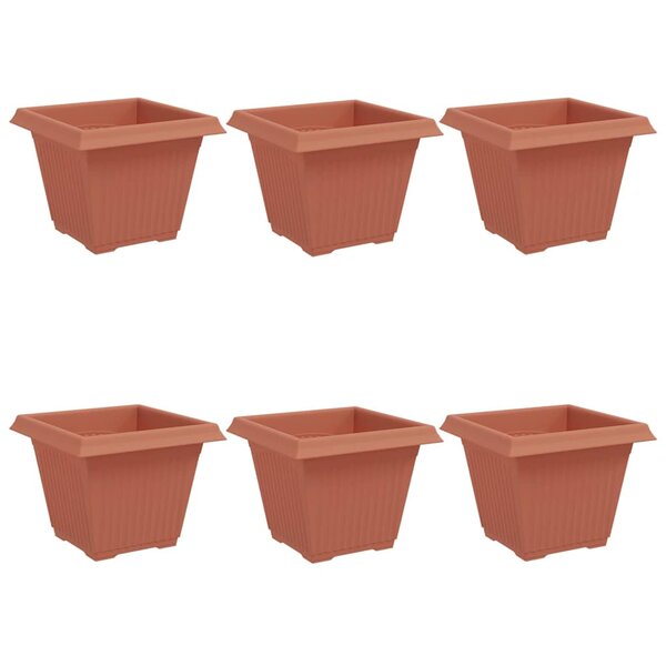 vidaXL Pot de Fleurs Carré 6 Pièces Rouge brique 38 x 38 x 30 cm