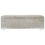 vidaXL Boîte de rangement Blanc 110 cm Rotin kubu naturel et acajou