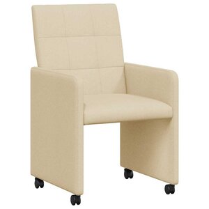 vidaXL Chaises de Salle à Manger avec Roues 2 Pièces Crème tissu