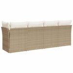vidaXL Canapé de jardin avec coussins 4 places beige résine tressée