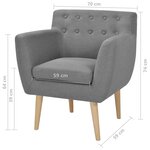 vidaXL Fauteuil gris clair tissu
