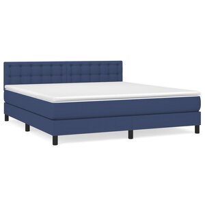 vidaXL Sommier à lattes de lit avec matelas Bleu 160x200 cm Tissu
