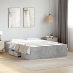 vidaXL Cadre de lit avec tiroirs sans matelas gris béton 120x200 cm