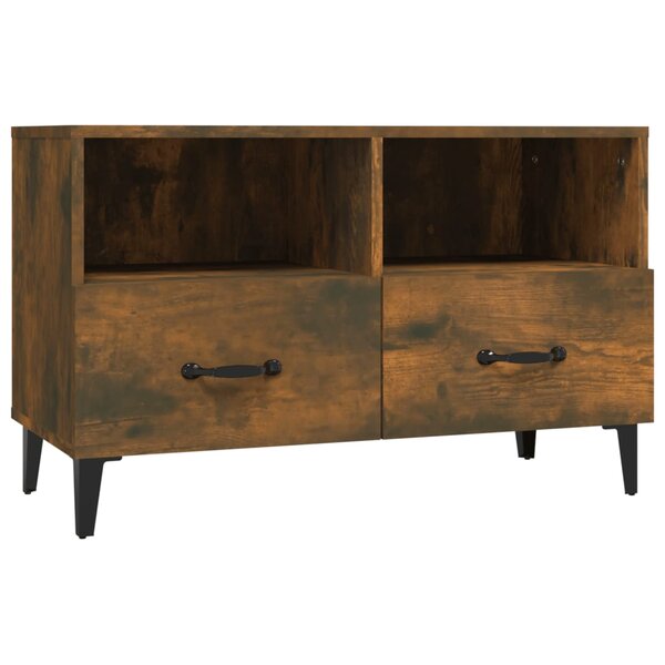 vidaXL Meuble TV Chêne fumé 80x36x50 cm Bois d'ingénierie