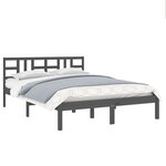 vidaXL Cadre de lit sans matelas gris 200x200 cm bois massif