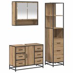 vidaXL Ensemble de mobilier de salle de bain 3 Pièces Chêne artisanal