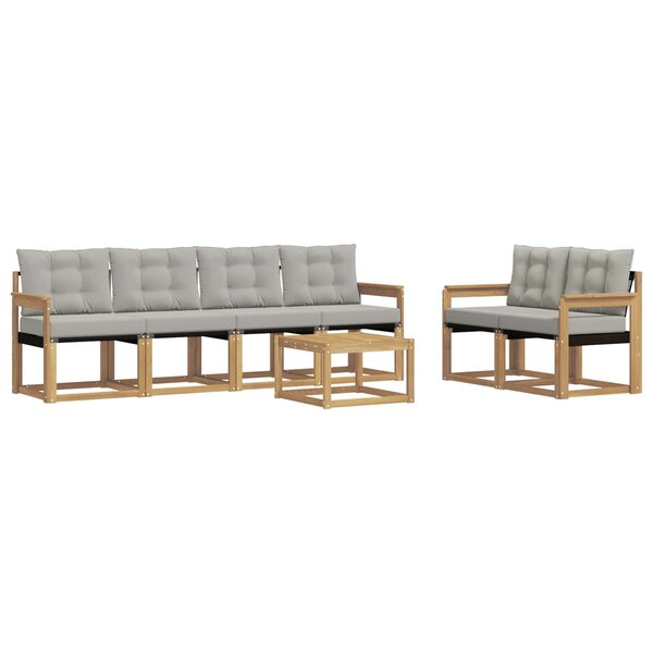 vidaXL Ensemble de canapés d'extérieur 7 pc Blanc et gris clair
