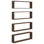 vidaXL Étagères murales cube 4 Pièces Chêne marron 100x15x30 cm Bois