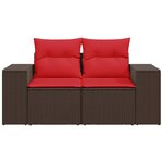 vidaXL Canapé de jardin avec coussins 2 places marron résine tressée