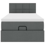 vidaXL Cadre de lit ottoman avec matelas gris foncé 100x200 cm tissu