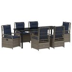 vidaXL Ensemble de salle à manger pour jardin 7 pc Gris polyrotin