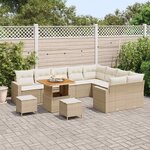 vidaXL Ensemble de canapé de jardin avec coussin 12 Pièces beige et crème