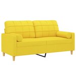 vidaXL Canapé 2 places avec oreillers jaune clair 140 cm tissu