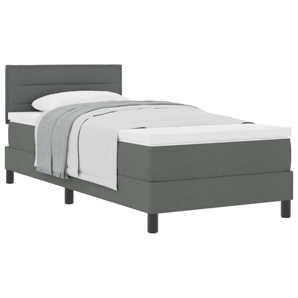 vidaXL Lit à ressorts avec tête de lit Gris foncé 80 x 200 cm tissu