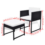 Salon de jardin meuble d'extérieur ensemble de mobilier 13 pièces avec coussins résine tressée noir 02_0015790