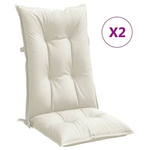 vidaXL Coussins de chaise à dossier haut lot de 2 crème mélangé tissu