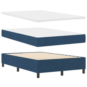 vidaXL Lit avec sommier et banc bleu 120x200 cm en tissu