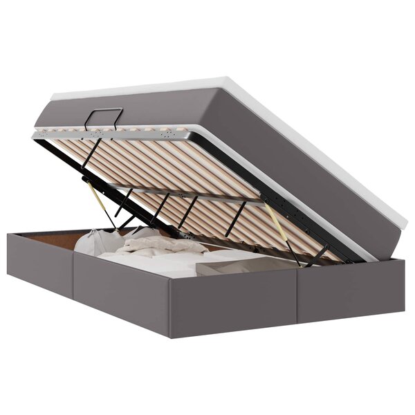 vidaXL Lit avec rangement et matelas Gris 120 x 190 cm Simili cuir