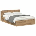 vidaXL Cadre de lit avec rangement Chêne artisanal 140 x 190 cm