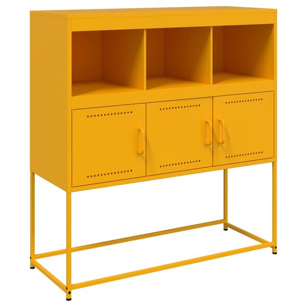 vidaXL Buffet jaune moutarde 100 5x39x107 cm acier