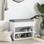 vidaXL Banc à chaussures Blanc 62x32x50 cm Bois d'ingénierie