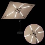 vidaXL Parasol de jardin avec lampes LED 200 x 300 cm Polyester Taupe