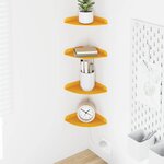 vidaXL Étagère flottante 4 Pièces Jaune moutarde 15 x 15 x 2 cm