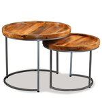 vidaXL Ensemble de tables d'appoint 2 Pièces Bois de manguier massif