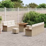 vidaXL Ensemble de canapé de jardin 10 Pièces Beige polyrotin