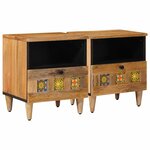 vidaXL Cabinet de chevet avec tiroir 2 Pièces Naturel 40 x 33 x 46 cm