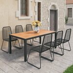 vidaXL Ensemble à Manger de jardin 7Pièces PVC résine tressée noir marron