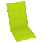 vidaXL Chaises de jardin lot de 2 et coussins vert vif Teck massif