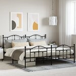 vidaXL Cadre de lit métal avec tête de lit/pied de lit noir 193x203 cm